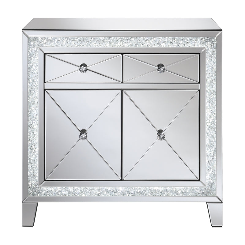 2-drawer Accent Cabinet Clear Mirror with LED Lighting