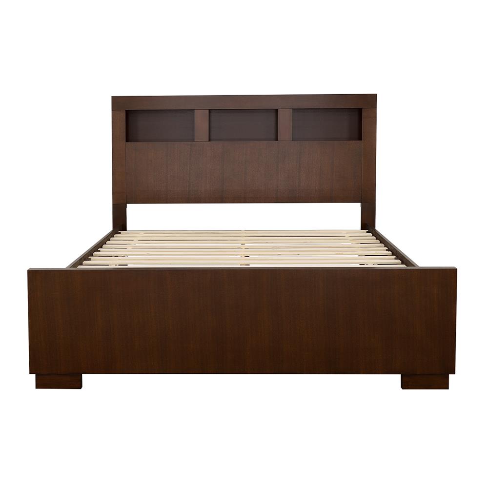 Jessica Queen Bed with Storage Headboard Cappuccino