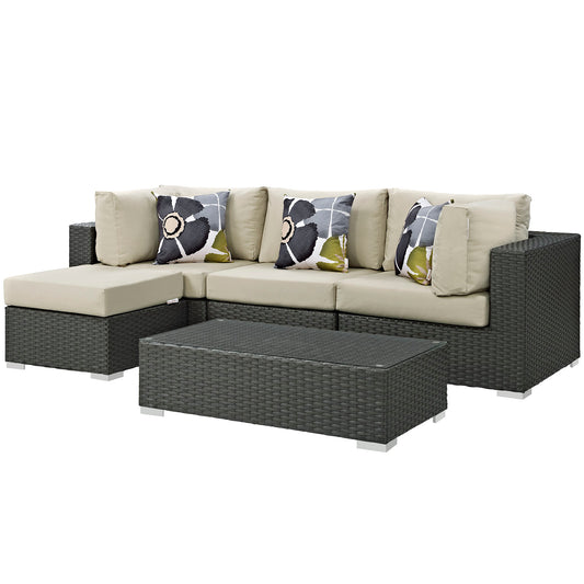 Sojourn 5 Piece Outdoor Patio Sunbrella® Sectional Set