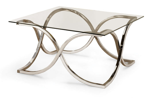 Curved X-shaped Coffee Table Nickel and Clear