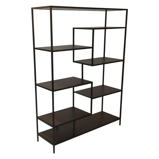 Asher 7-shelf Geometric Bookcase Walnut