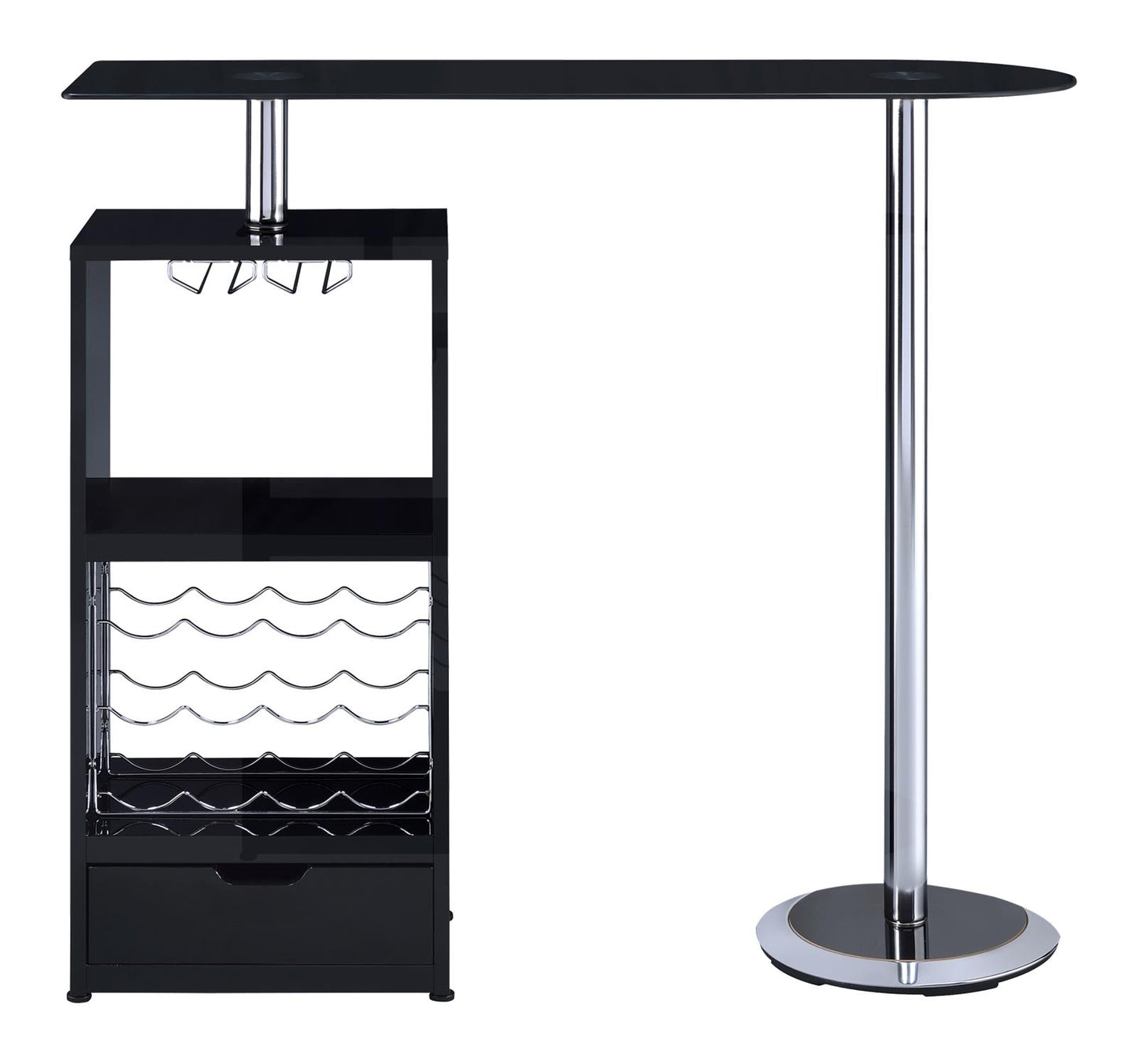 Koufax 1-drawer Bar Table Glossy Black