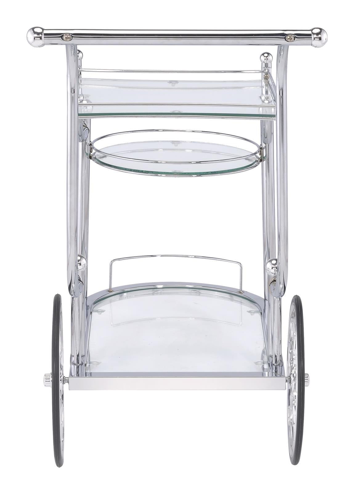 Sarandon 3-tier Serving Cart Chrome and Clear