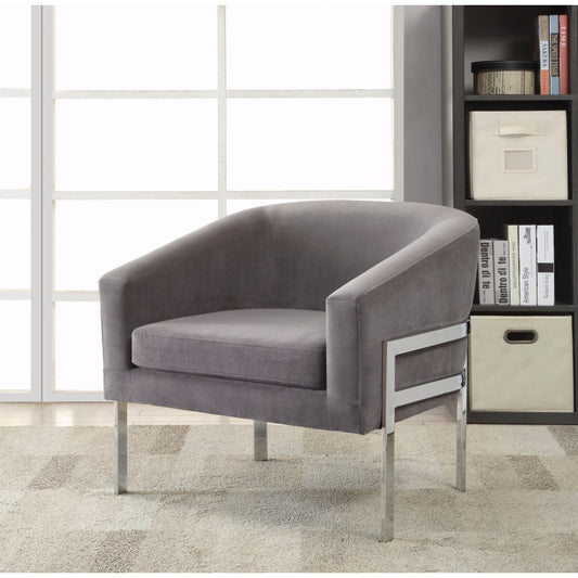 Barrel Back Accent Chair with Sloped Arm Grey