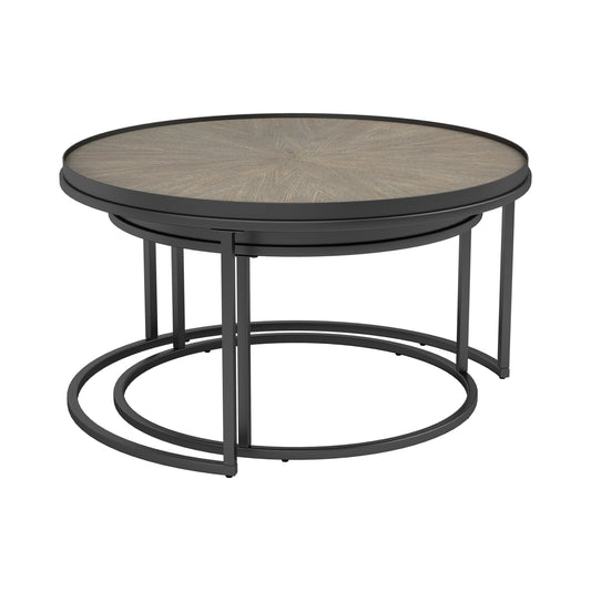 2-piece Round Nesting Tables Weathered Elm