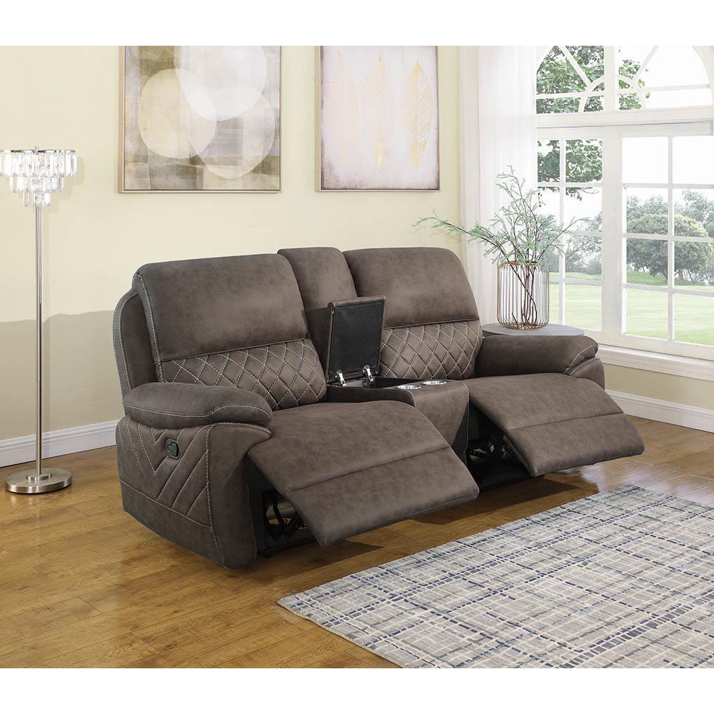 Variel Upholstered Tufted Motion Loveseat with Console