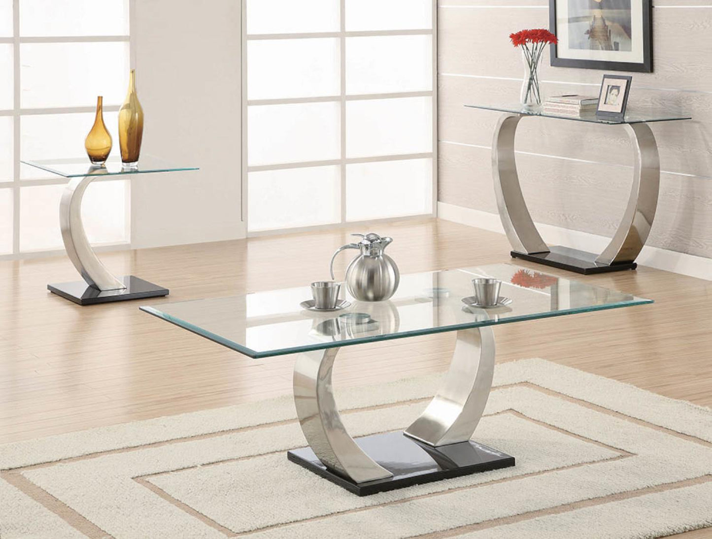 Willemse Glass Top End Table Clear and Satin