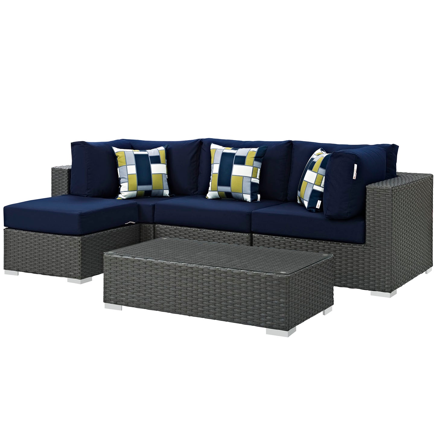 Sojourn 5 Piece Outdoor Patio Sunbrella® Sectional Set
