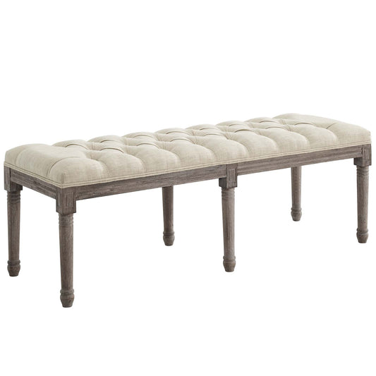 Province French Vintage Upholstered Fabric Bench