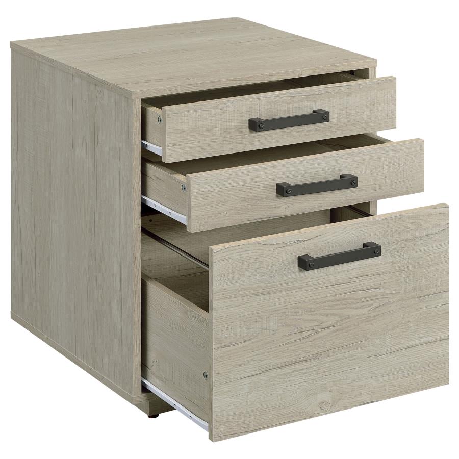 Loomis 3-drawer Square File Cabinet Whitewashed Grey