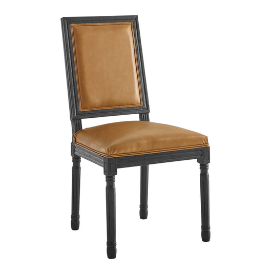 Court French Vintage Vegan Leather Dining Side Chair