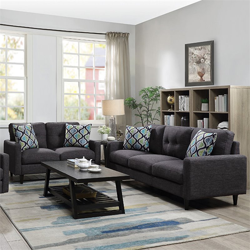 Watsonville 2-piece Cushion Back Living Room Set Grey