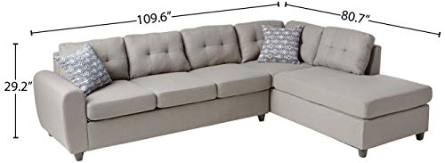 Stonenesse Upholstered Tufted Sectional with Storage Ottoman Grey