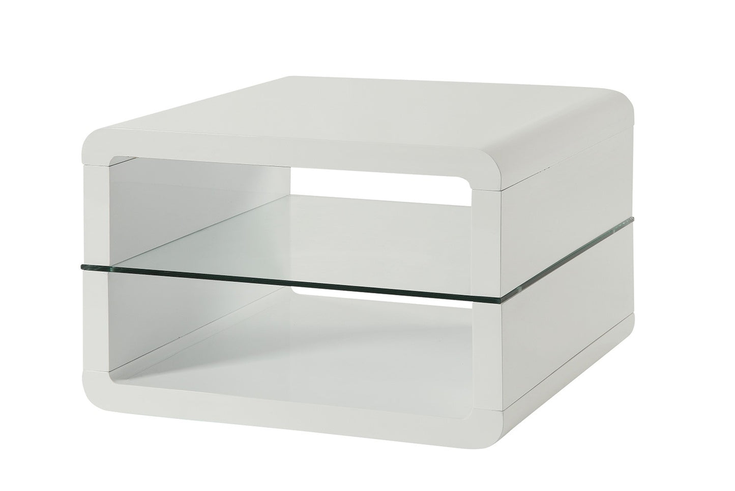 Square 2-shelf End Table Glossy White