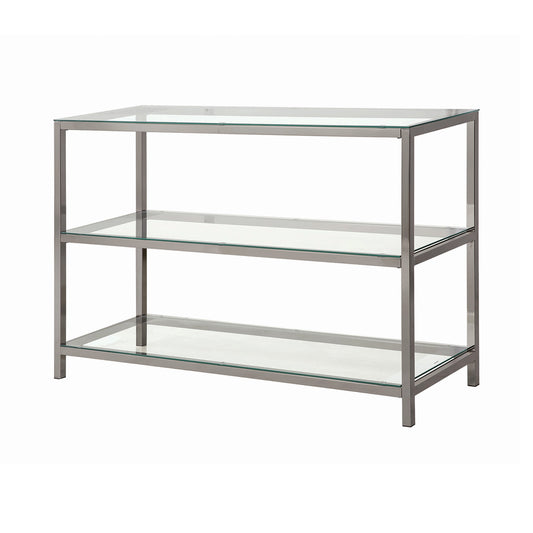 Ontario Sofa Table with Glass Shelf Black Nickel