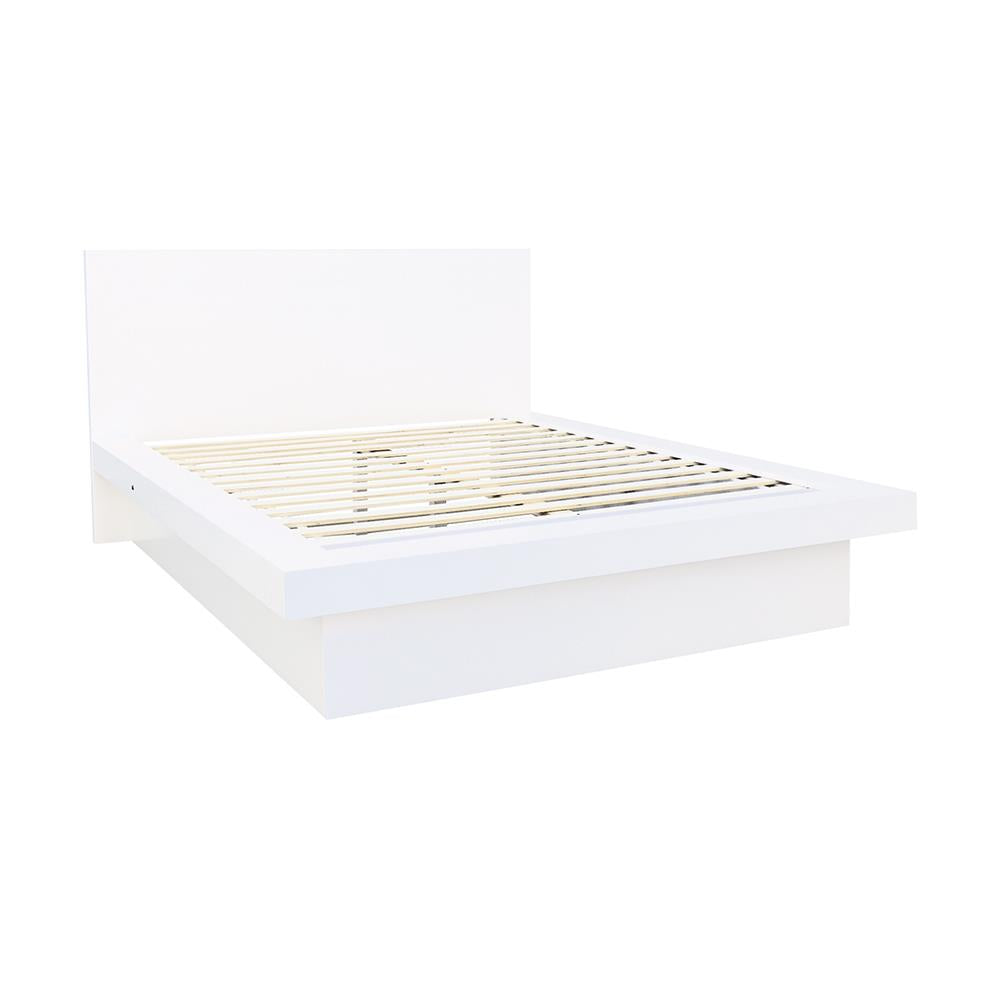 Jessica Queen Platform Bed with Rail Seating White