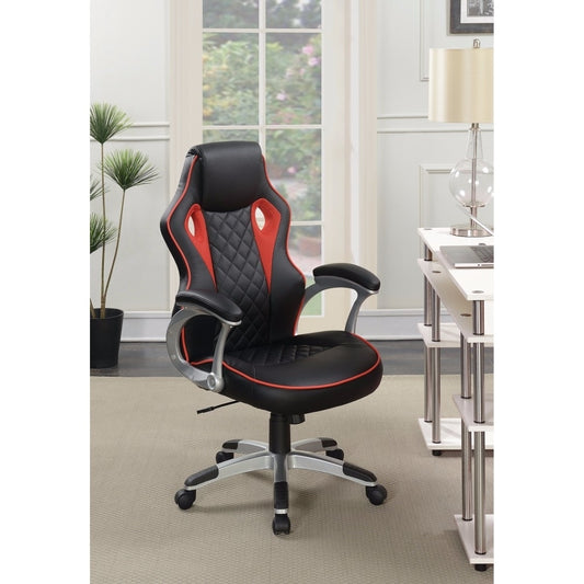Upholstered Office Chair Black and Red