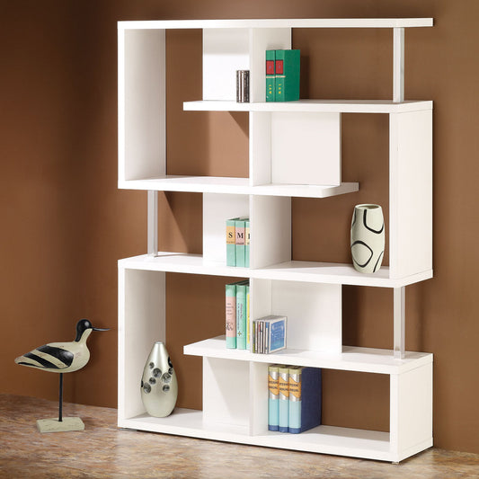 Hoover 5-tier Bookcase White and Chrome