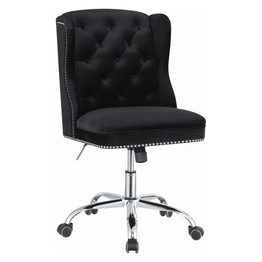 Upholstered Tufted Office Chair Black and Chrome