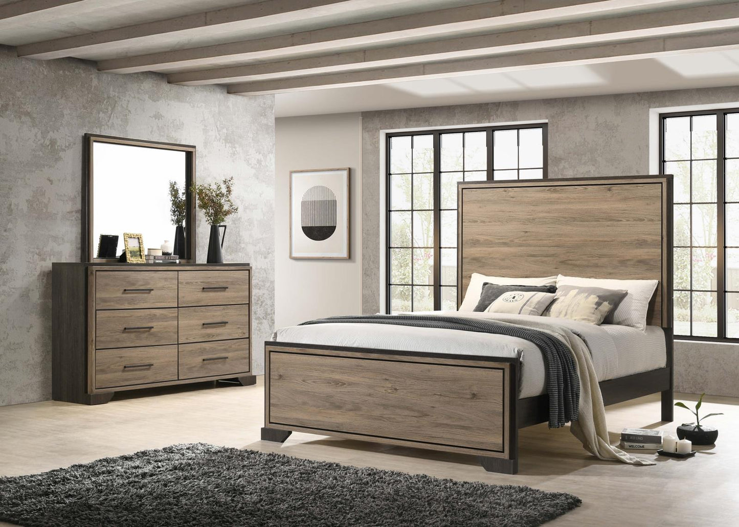 Baker 3-piece Eastern King Bedroom Set Brown and Light Taupe