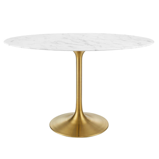 Lippa 48" Oval Artificial Marble Dining Table