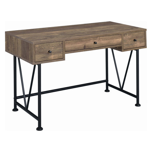 Analiese 3-drawer Writing Desk Rustic Oak and Black