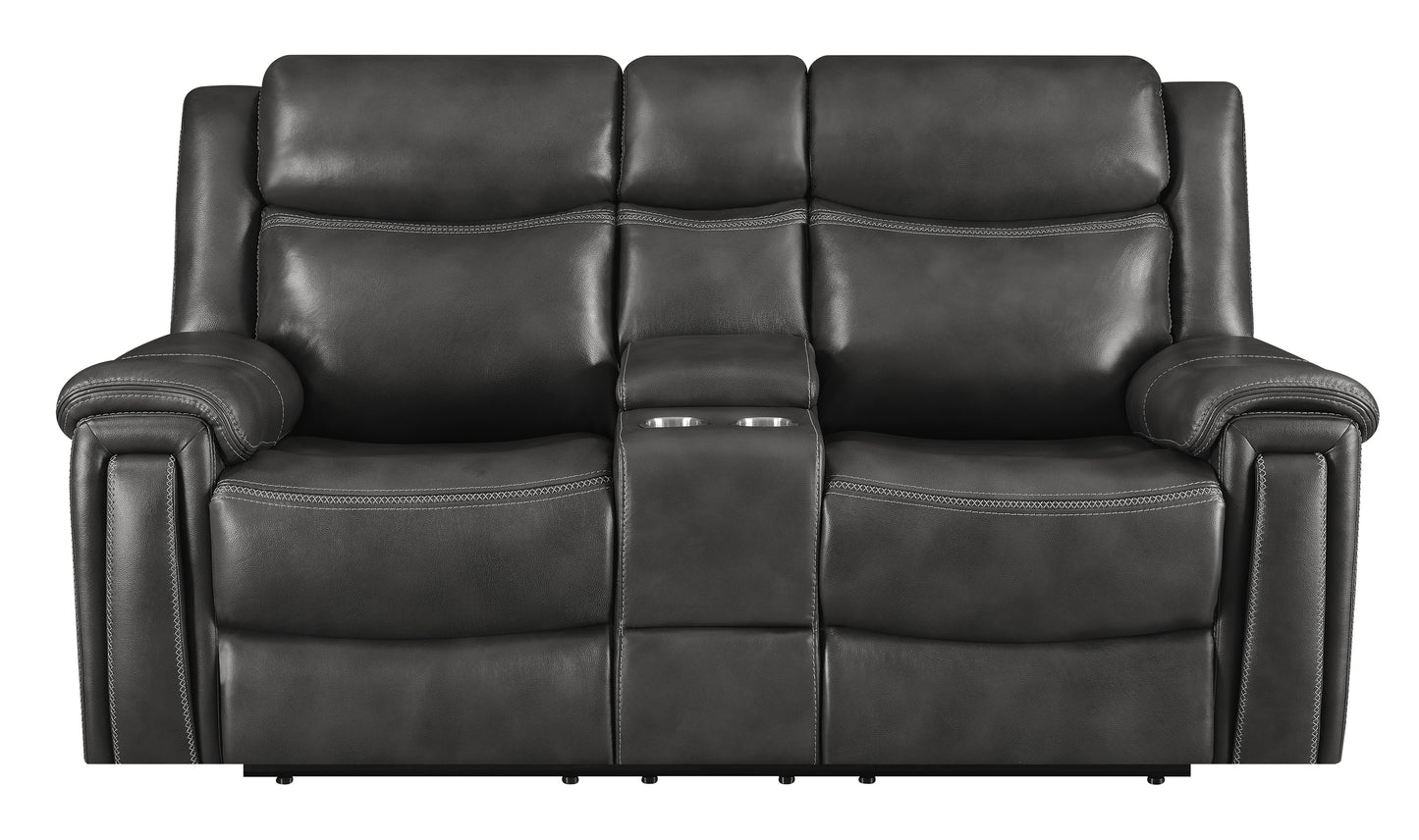 Shallowford Upholstered Power^2 Loveseat with Console Hand Rubbed Charcoal