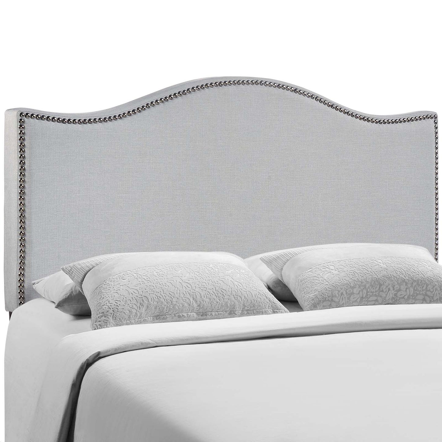 Curl Queen Nailhead Upholstered Headboard