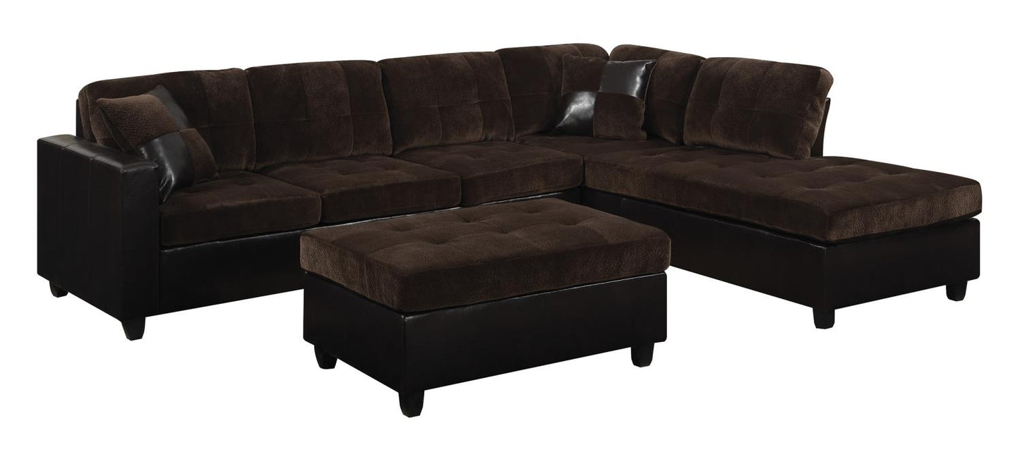 Mallory Tufted Upholstered Sectional Dark Chocolate