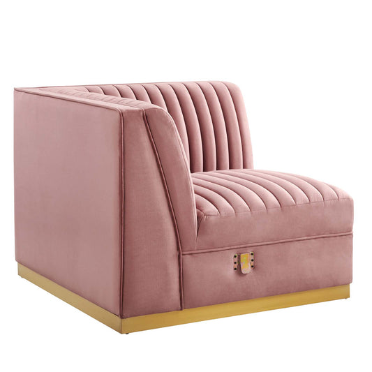 Sanguine Channel Tufted Performance Velvet Modular Sectional Sofa Left Corner Chair