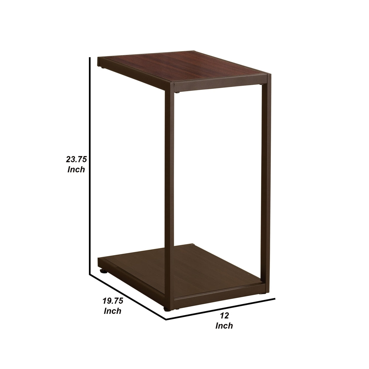 Rectangular Accent Table with Bottom Shelf Brown