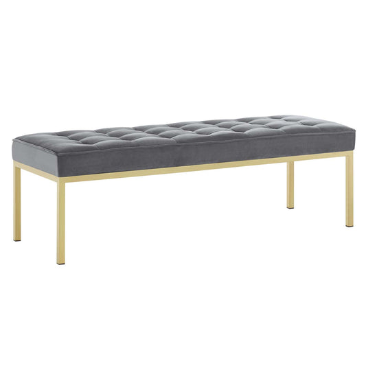 Loft Gold Stainless Steel Leg Large Performance Velvet Bench