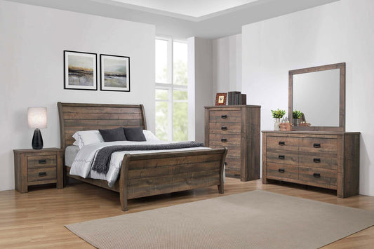 Frederick California King Sleigh Bedroom Set Weathered Oak