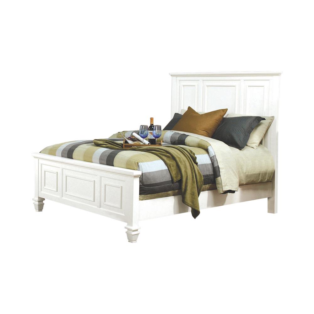 Sandy Beach California King Panel Bed with High Headboard White