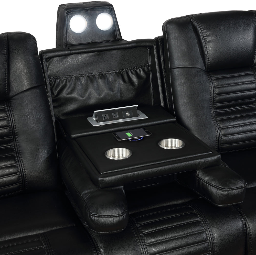 Zane Upholstered Dual Power Sofa Black