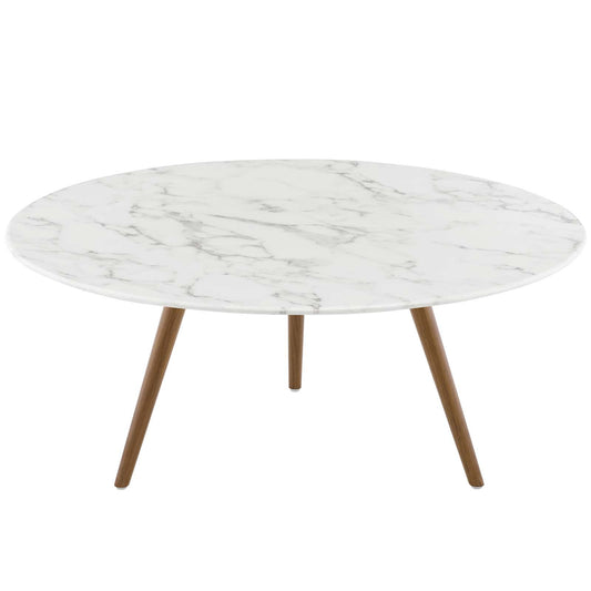 Lippa 36" Round Artificial Marble Coffee Table with Tripod Base