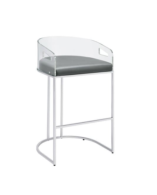 Thermosolis Acrylic Back Bar Stools Grey and Chrome (Set of 2)