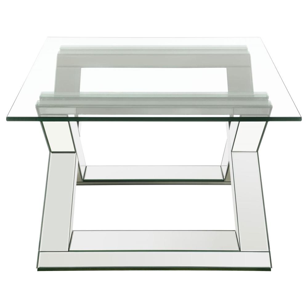 Bonnie X-base Rectangle Glass Top Coffee Table Mirror