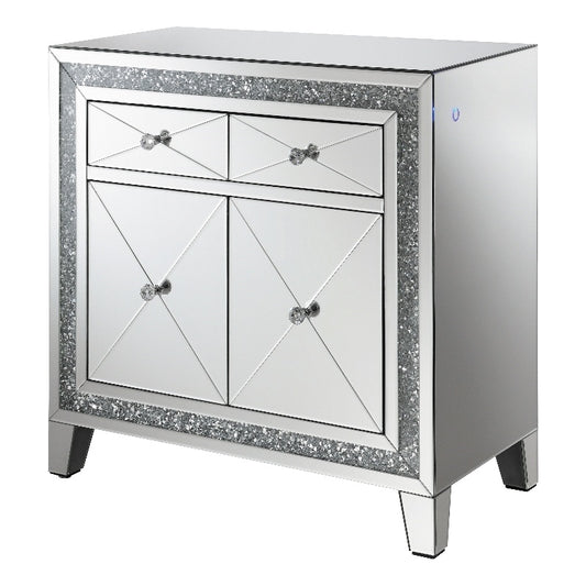 2-drawer Accent Cabinet Clear Mirror with LED Lighting