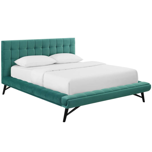 Julia Queen Biscuit Tufted Performance Velvet Platform Bed