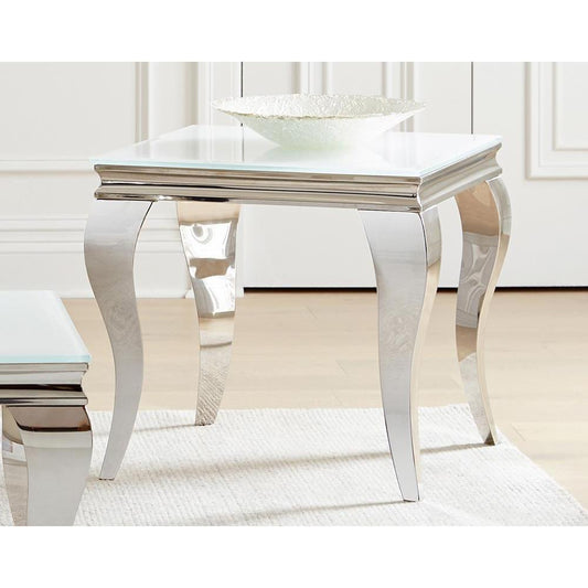 Delilah Square End Table White and Chrome