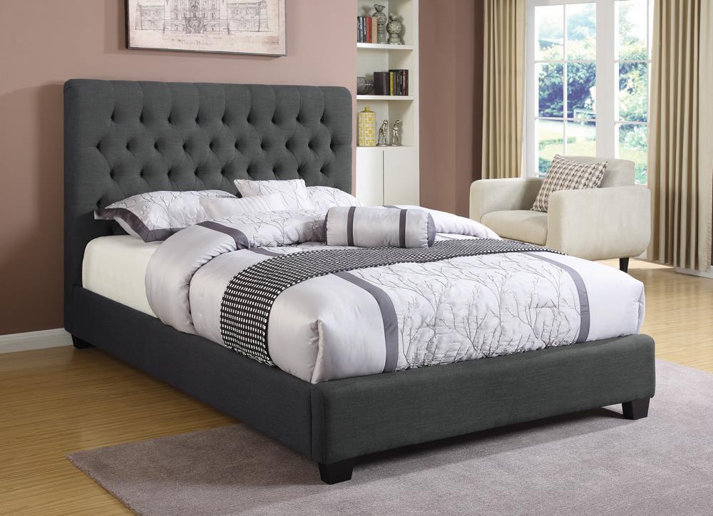 Chloe Tufted Upholstered Eastern King Bed Charcoal