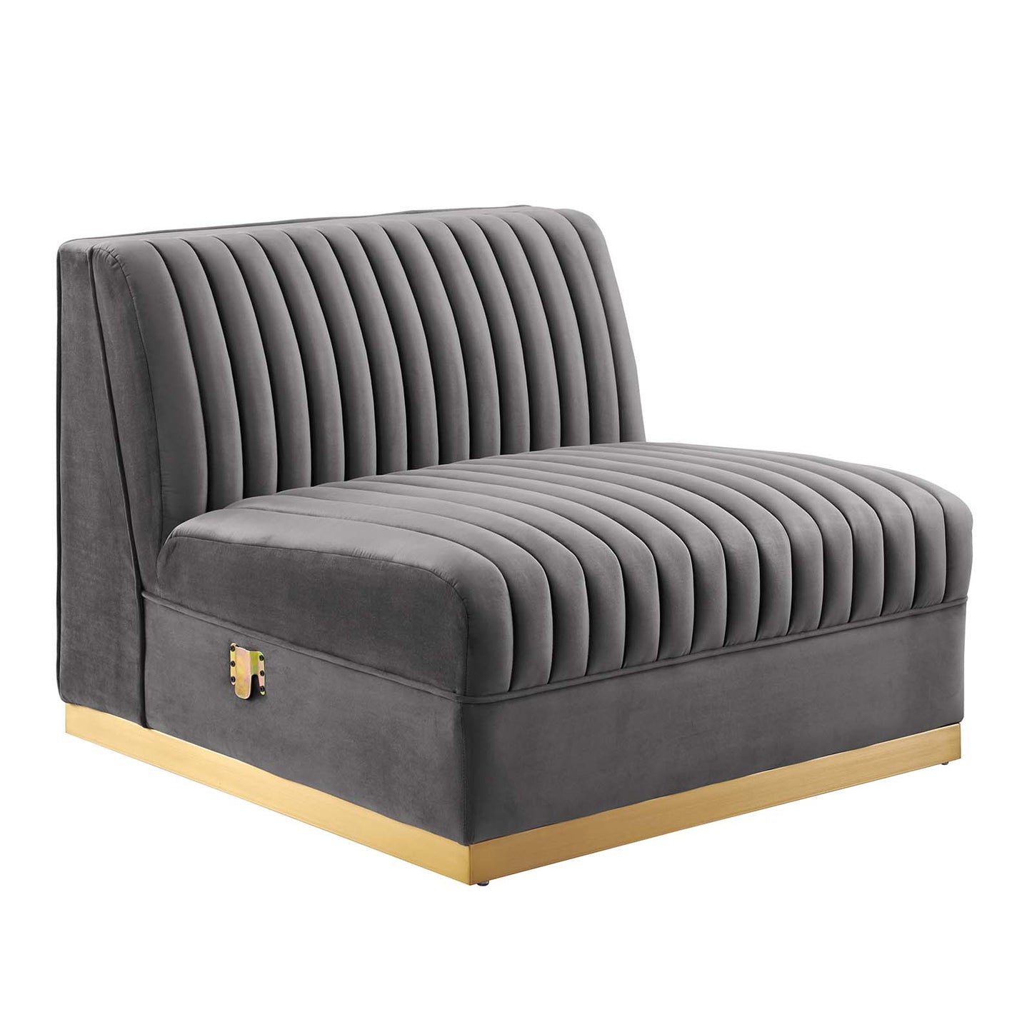 Sanguine Channel Tufted Performance Velvet Modular Sectional Sofa Armless Chair