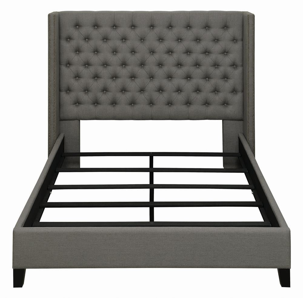 Bancroft Demi-wing Upholstered Full Bed Grey