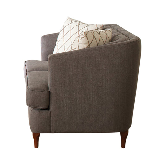 Shelby Recessed Arm and Tufted Tight Back Loveseat Grey and Brown