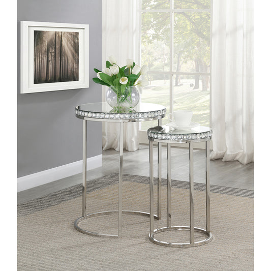 Bleker 2-piece Round Nesting Table Silver