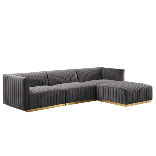 Conjure Channel Tufted Performance Velvet 4-Piece Sectional