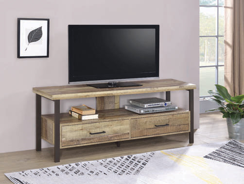 59" 2-drawer TV Console Weathered Pine