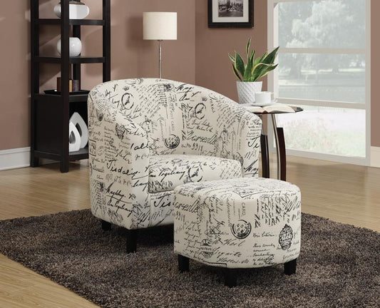 2-piece Upholstered Accent Chair and Ottoman Off White