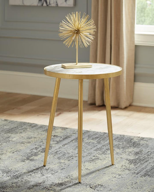 Round Accent Table White and Gold